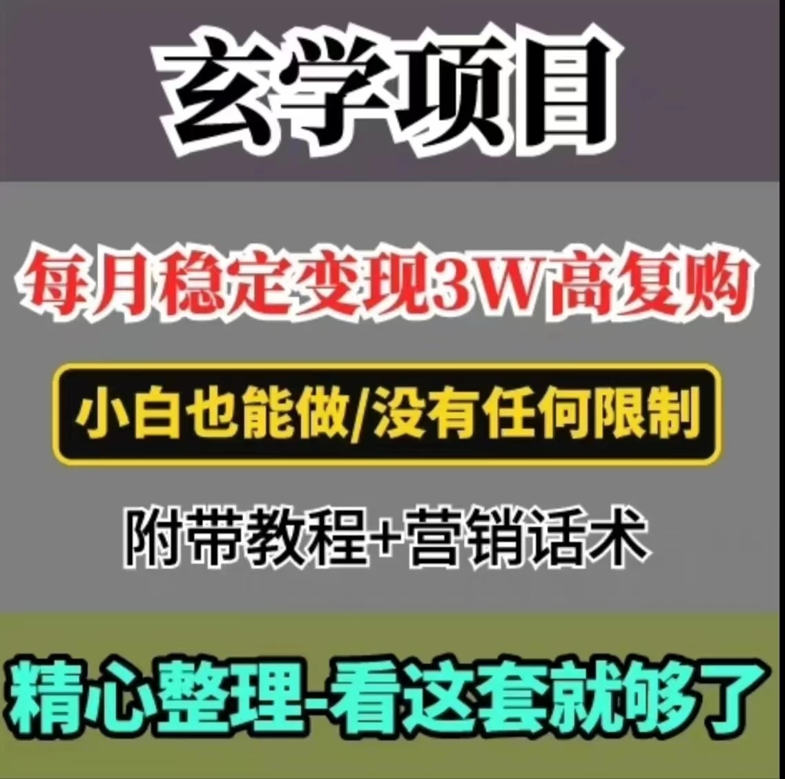 每月稳定变现3W+，高复购玄学项目，小白也能做-网亿资源平台