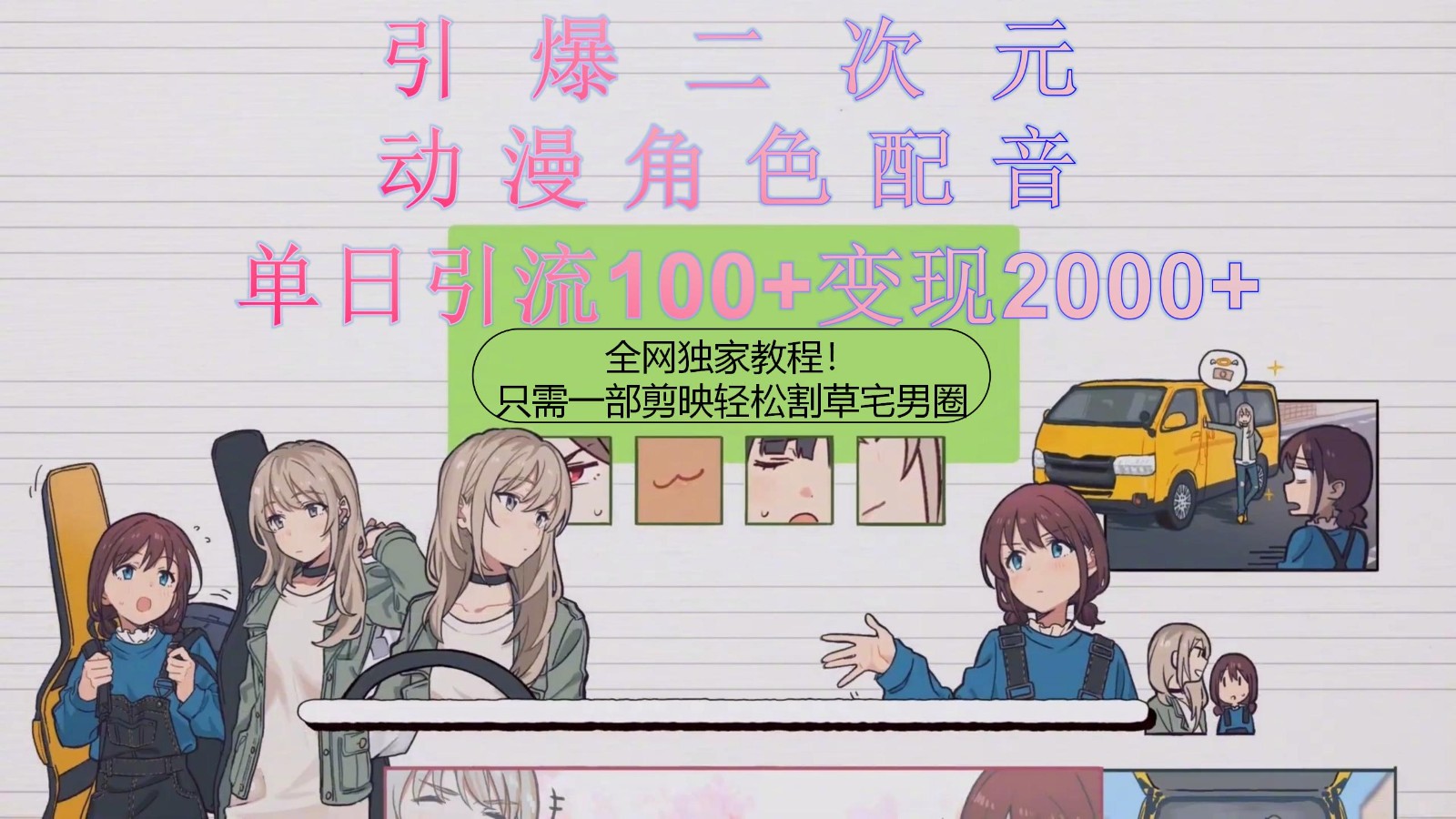 引爆二次元，用动漫角色配音割草宅男圈，只需一个剪映，轻松一天引流100+变现2000+！-网亿资源平台