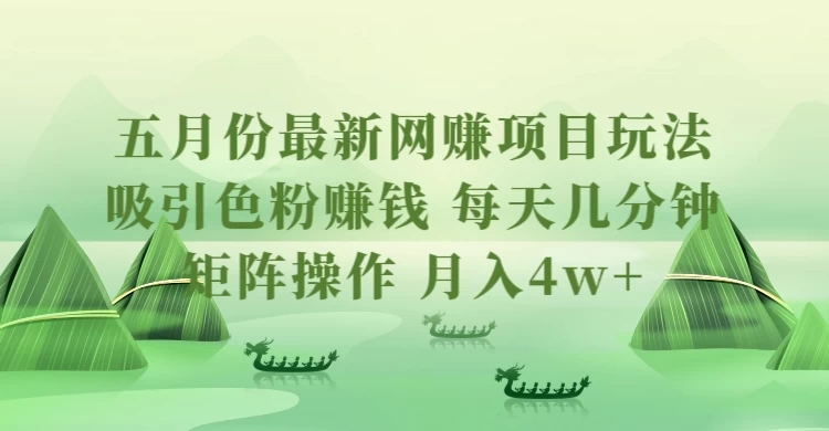五月份最新网赚项目玩法，吸引色粉赚钱，每天几分钟，矩阵做号，月入4万+-网亿资源平台