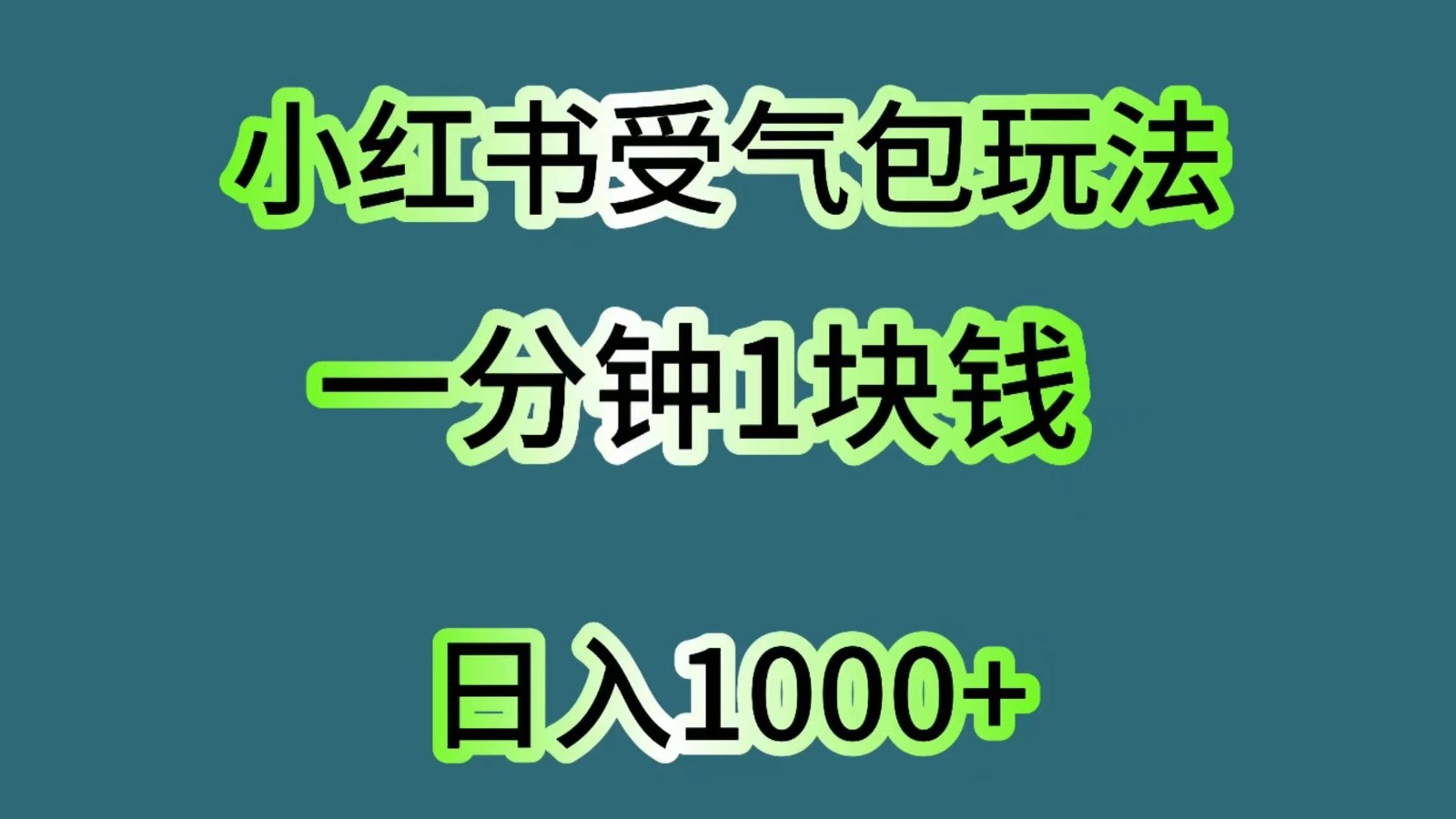 小红书受气包玩法，一分钟一块钱，日入1000+-网亿资源平台