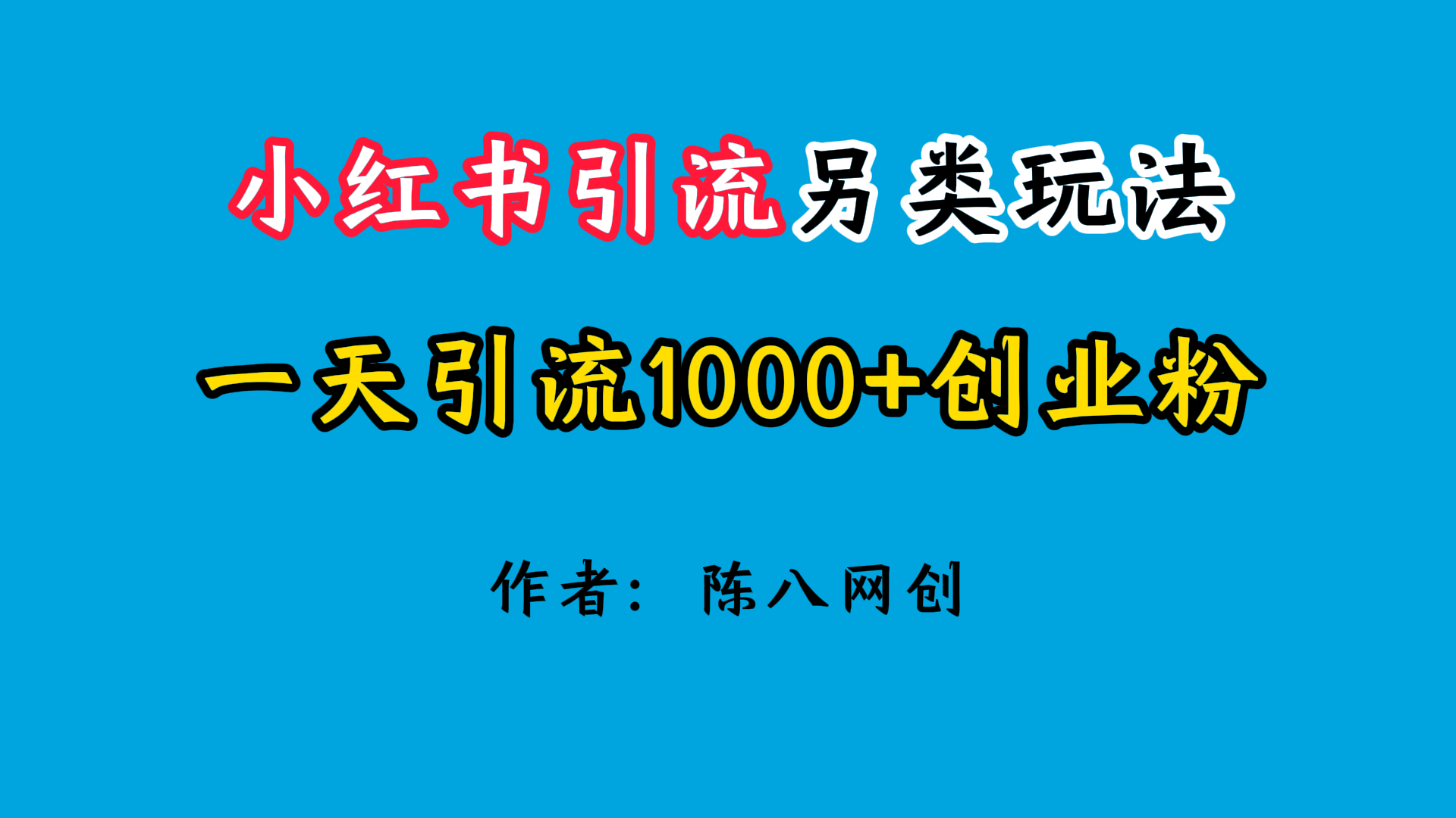 2024小红书引流另类玩法，日引1000+创业兼职粉-网亿资源平台