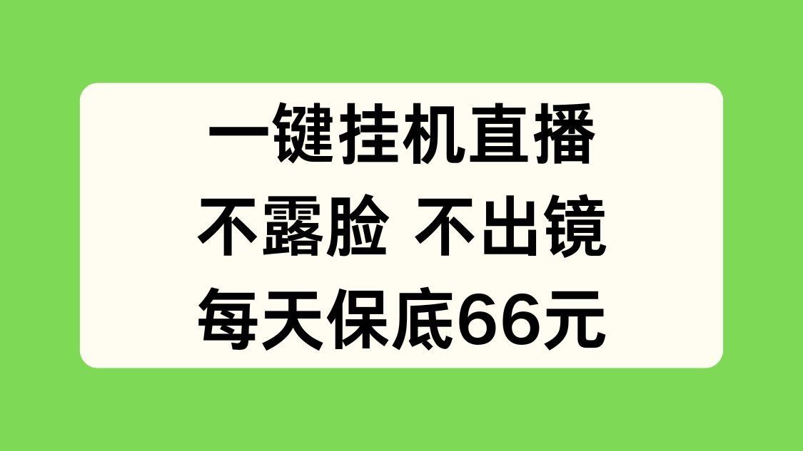 一键挂机直播，不露脸不出境，每天保底66元-网亿资源平台
