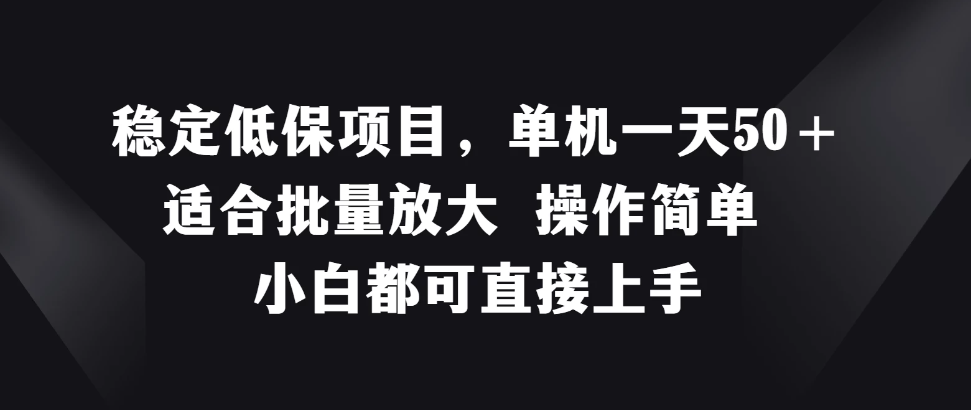 稳定低保项目，单机一天50＋适合批量放大，操作简单，小白都可直接上手-网亿资源平台