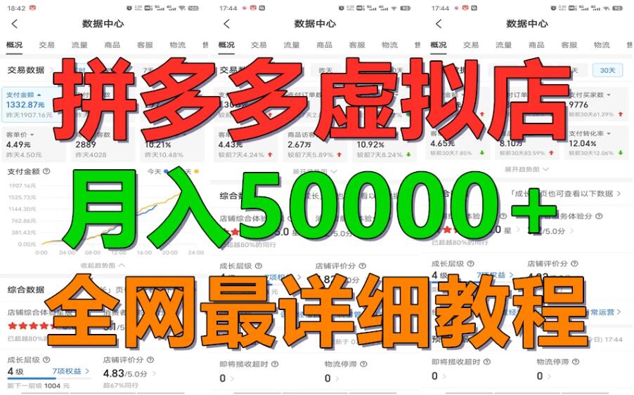 拼多多虚拟电商月入50000+你干你也行，暴利稳定长久，副业首选-网亿资源平台
