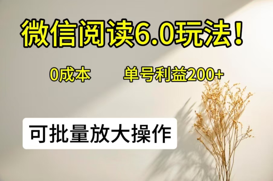微信阅读6.0玩法！0撸，单号利益200+，可批量放大操作-网亿资源平台