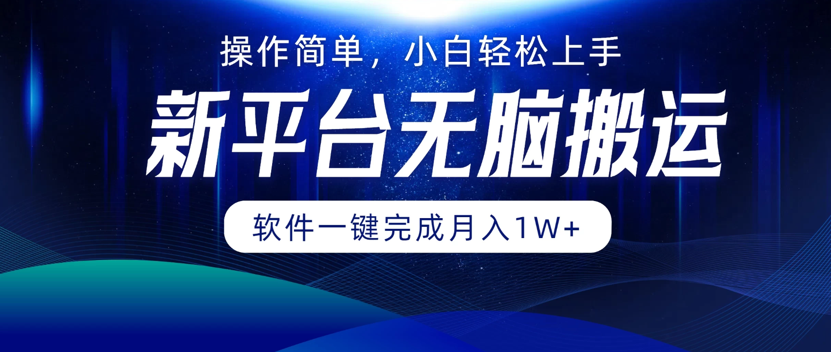 新平台无脑搬运月入1W+软件一键完成，简单无脑小白也能轻松上手-网亿资源平台