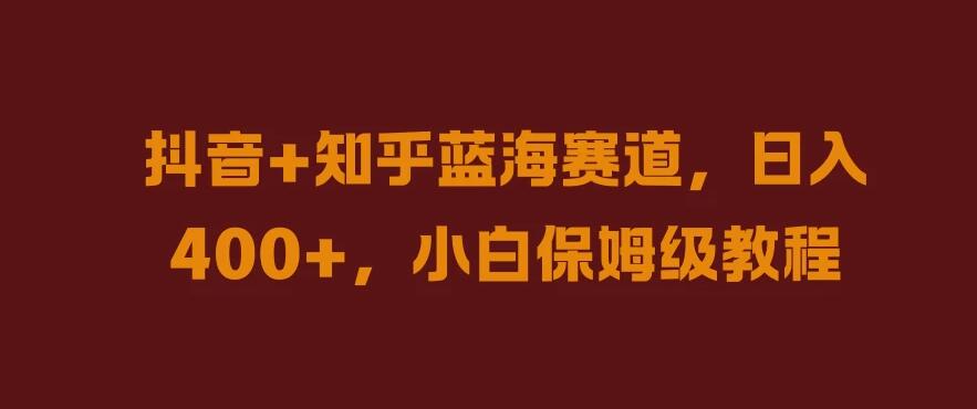 抖音+知乎蓝海赛道，日入400+，小白保姆级教程-网亿资源平台