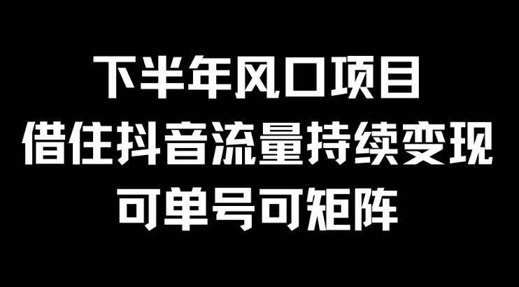 下半年风口项目，借住抖音流量持续变现，可单号可矩阵-网亿资源平台