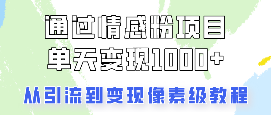 关于情感粉变现项目，我是怎么做到单天赚1000+的？从引流到变现像素级教程-网亿资源平台