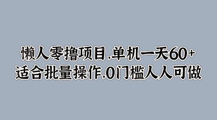 懒人零撸项目，单机一天60+适合批量操作，0门槛人人可做-网亿资源平台