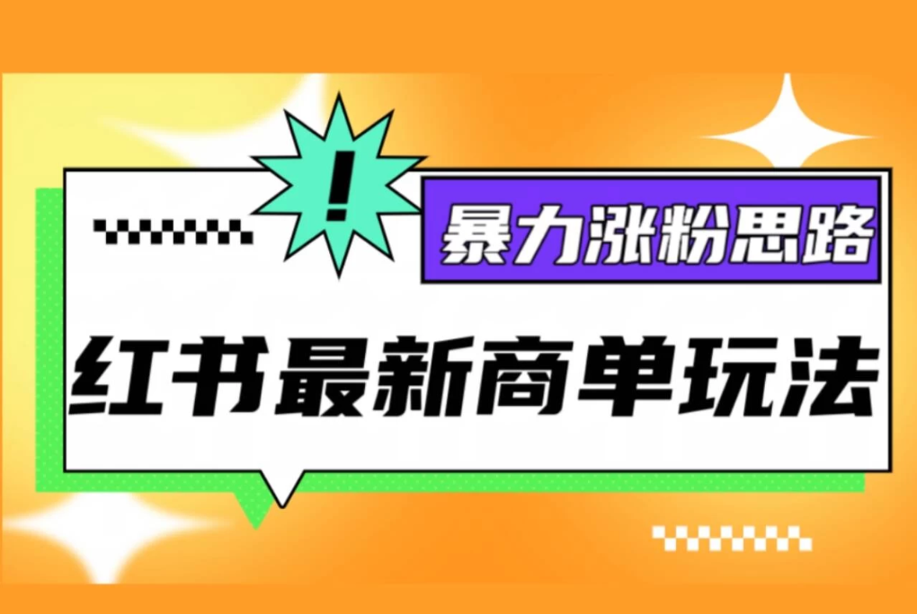红书最新商单玩法，暴力涨粉思路！三分钟一条视频，适合小白！-网亿资源平台