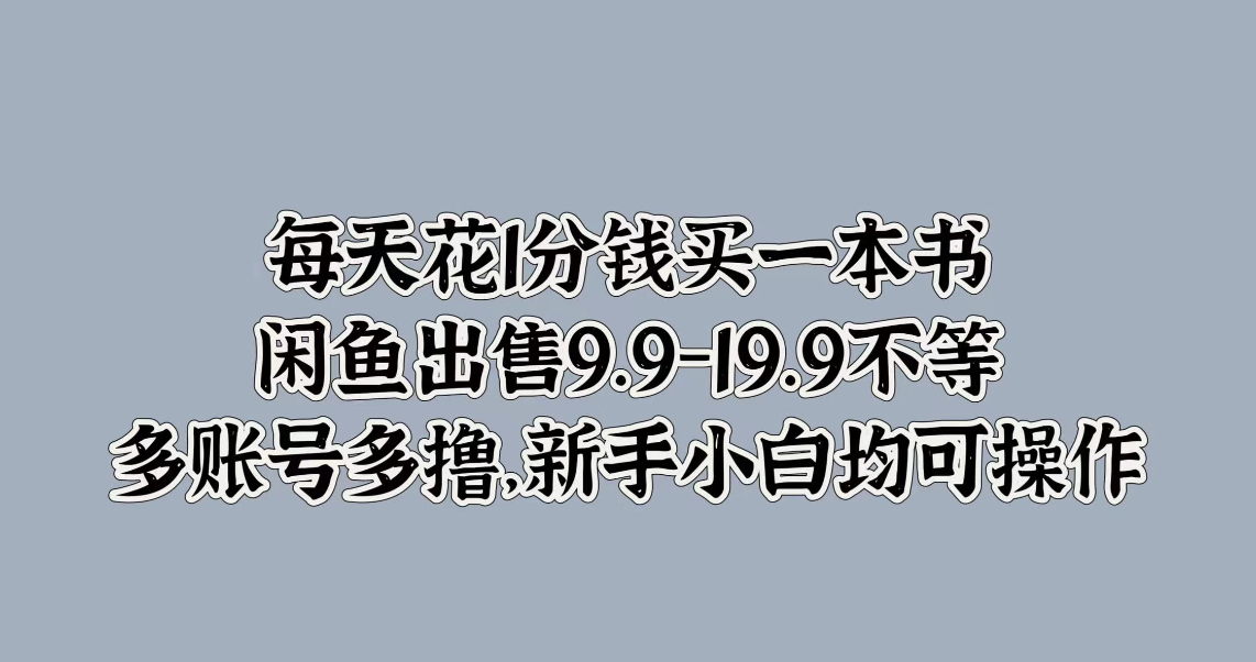 每天花1分钱买一本书，闲鱼出售9.9-19.9不等，多账号多撸，新手小白均可操作-网亿资源平台