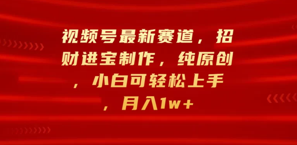 视频号最新赛道，招财进宝制作，纯原创，小白可轻松上手，月入1w+-网亿资源平台