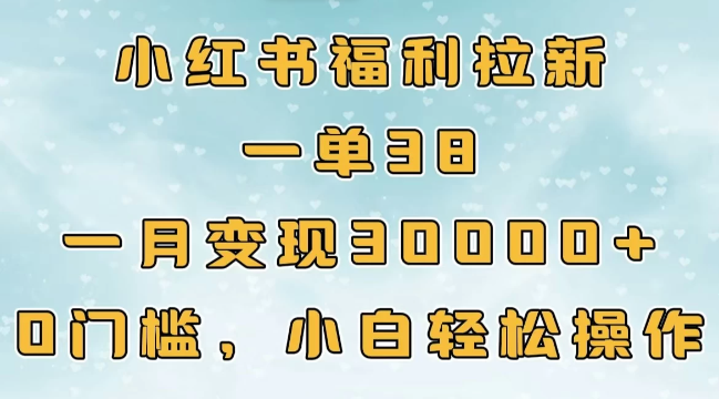 小红书福利拉新，一单38，一月30000＋轻轻松松，0门槛小白轻松操作-网亿资源平台