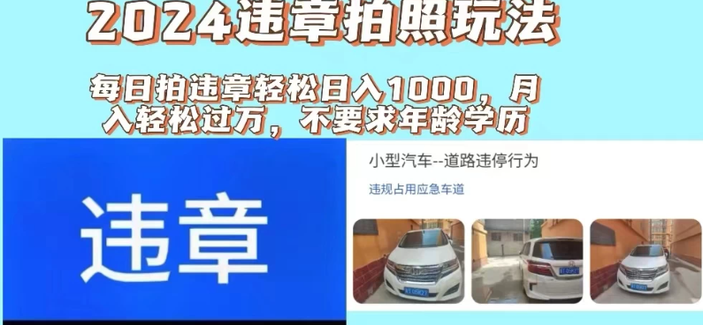 2024违章拍照新玩法，推广躺赚+拍照赚钱双模式，日入1000+-网亿资源平台