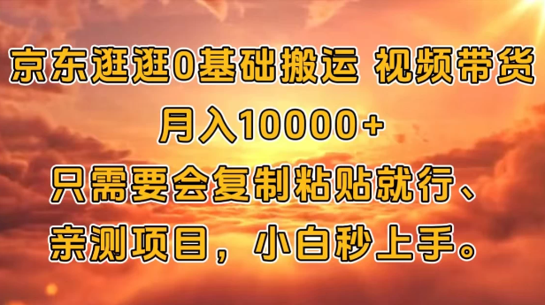 京东逛逛0基础搬运、视频带货【赚佣金】月入10000+只需要会复制粘贴就行、亲测项目，小白秒上手。-网亿资源平台