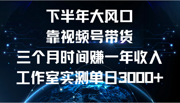 下半年风口项目，视频号带货最新玩法，三个月时间赚一年收入，工作室实测单日3000+-网亿资源平台