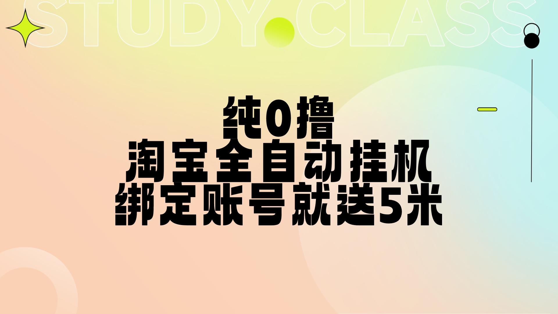 纯0撸，淘宝全自动挂机，授权登录就得5米，多号多赚-网亿资源平台