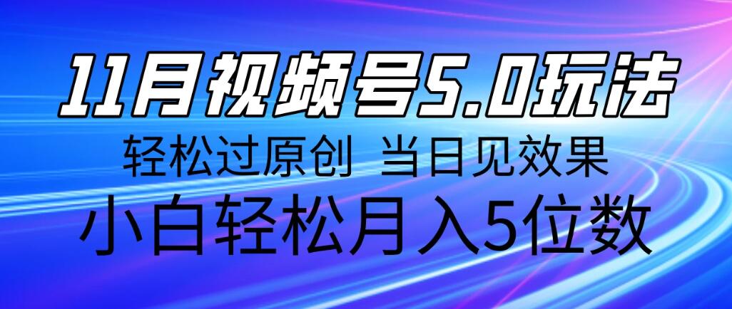 11月最新视频号5.0玩法，轻松过原创，当日见效果，小白轻松月入5位数-网亿资源平台