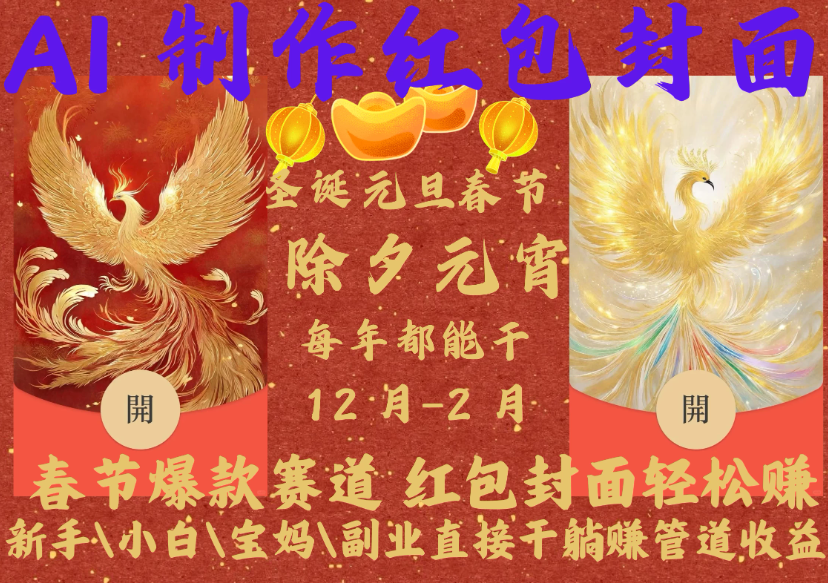 AI红包终于来了，你春节放假，红包封面还在帮你赚米！内含11种公域引流裂变+私域裂变实操，一个假期轻松3W 抓紧冲！-网亿资源平台