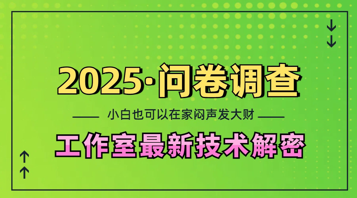 2025《问卷调查》最新工作室技术解密：一个人在家也可以闷声发大财，小白一天200+，可矩阵放大-网亿资源平台