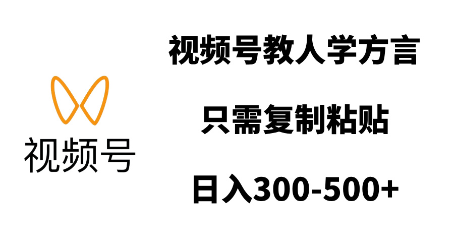 视频号教人学方言,只需复制粘贴,日入300-500+-网亿资源平台