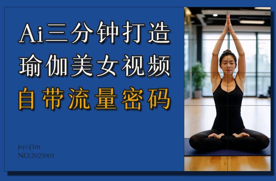 AI三分钟打造瑜伽美女视频，自带流量密码-网亿资源平台
