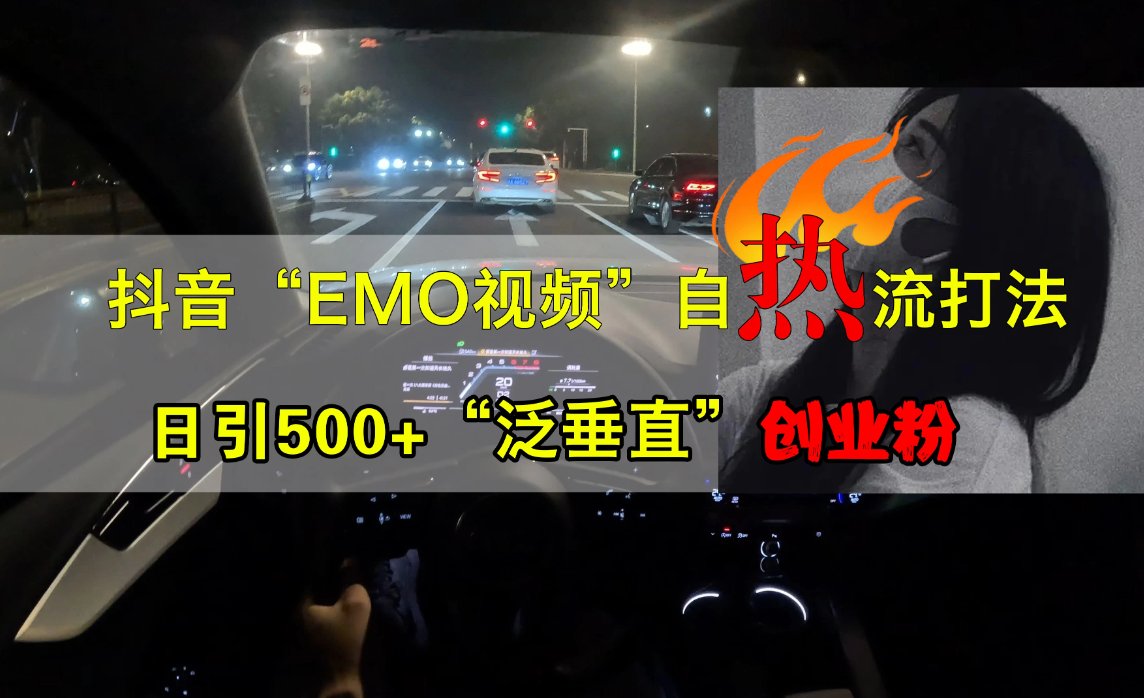 抖音EMO自热流创业粉打法，三天起千粉号，单视频十万播放量，多账号矩阵日引精准引流1000+-网亿资源平台