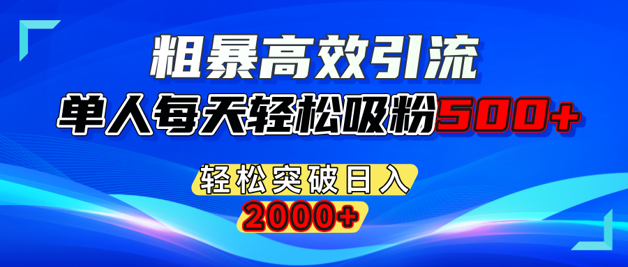 粗暴高效引流,单人每天轻松吸粉500+,轻松突破日入2000+-网亿资源平台