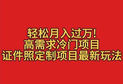 轻松月入过万！高需求冷门项目：证件照定制项目最新玩法-网亿资源平台