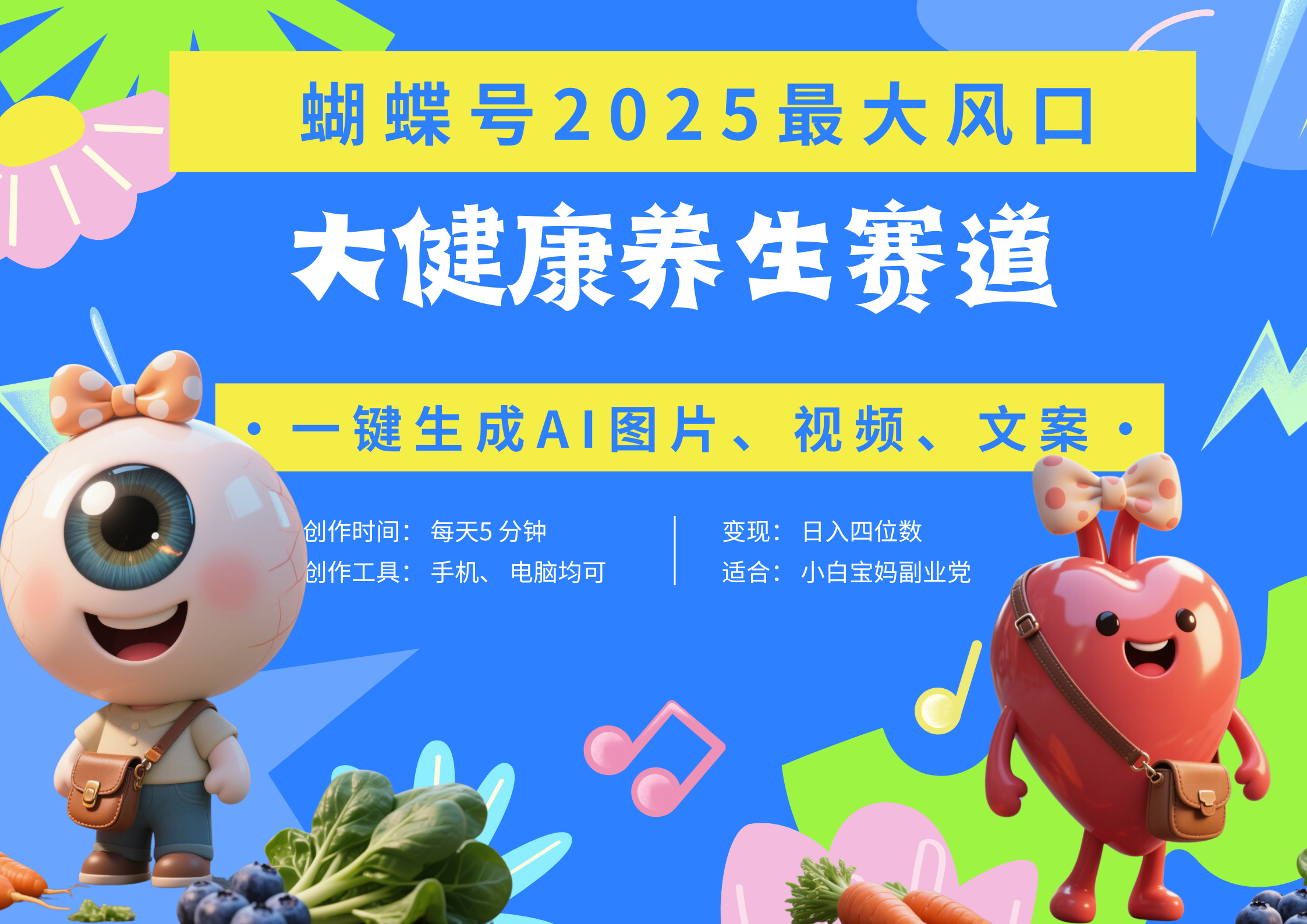 蝴蝶号器官养生赛道+豆包 AI快速产出爆款视频 起号快 带货超级猛 每天仅需五分钟 变现路子广 日入五位数 小白 宝妈 上-网亿资源平台