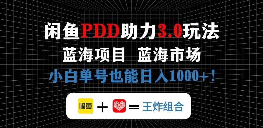 闲鱼卖拼多多助力项目，蓝海市场新手单号也能日入1000+-网亿资源平台