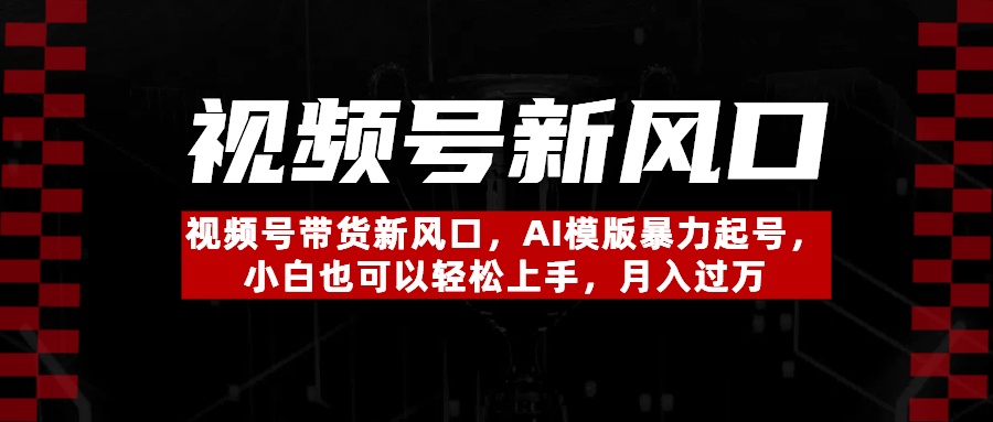 视频号带货新风口，AI模版暴力起号，小白也可以轻松上手，月入过万-网亿资源平台