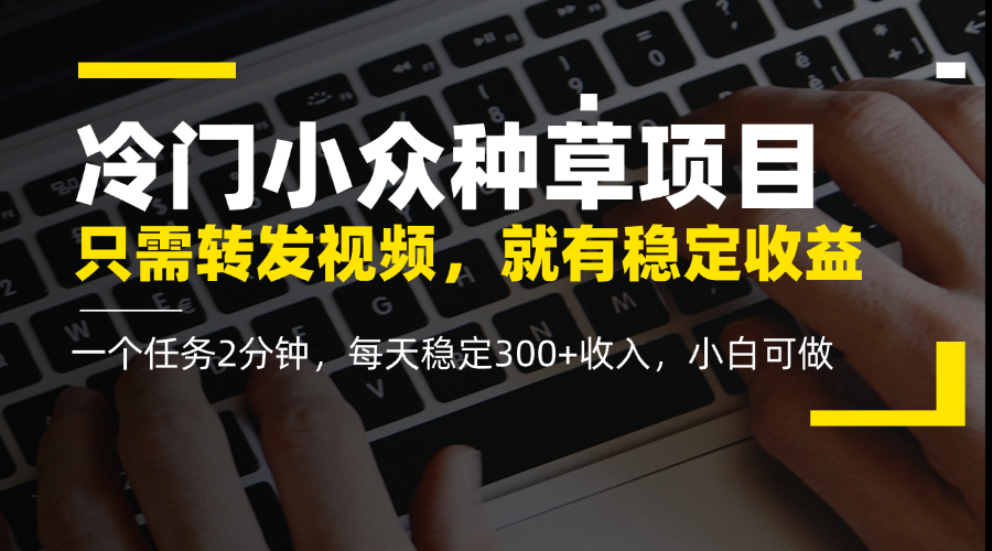 冷门小众种草项目，只需转发视频，每天就有稳定收益，无门槛，每天稳定300+收入，小白可做-网亿资源平台