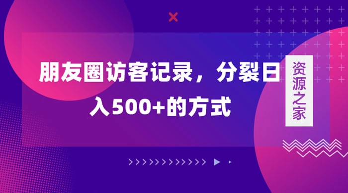 朋友圈访客记录，分裂日入500+，变现加分裂-网亿资源平台