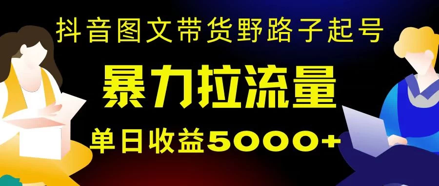 抖音图文带货暴力起号，单日收益 5000+，野路子玩法，简单易上手，一部手机即可-网亿资源平台