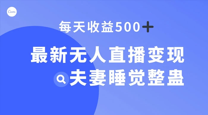 最新无人直播变现,夫妻睡觉整蛊,每天躺赚 500+-网亿资源平台