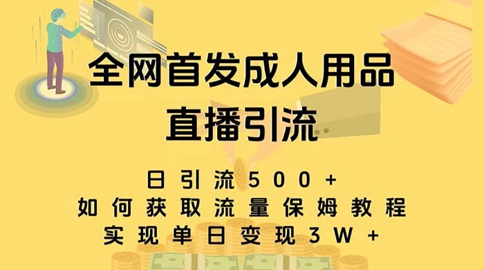 成人用品直播引流获客暴力玩法，单日引流500+，变现 3w+，保姆级教程-网亿资源平台