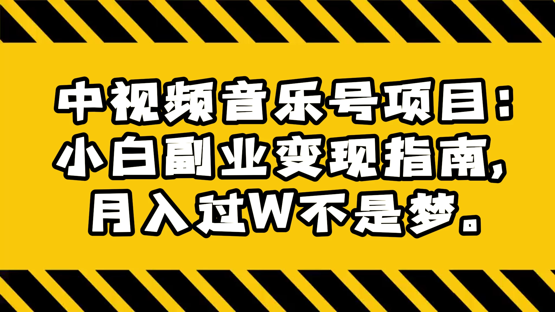 中视频音乐号项目：小白副业变现指南，月入过 W 不是梦-网亿资源平台
