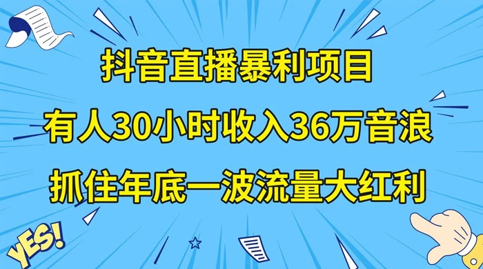 抖音直播暴利项目，有人 30 小时收入 36 万音浪，公司宣传片年会视频制作，抓住年底一波流量大红利-网亿资源平台