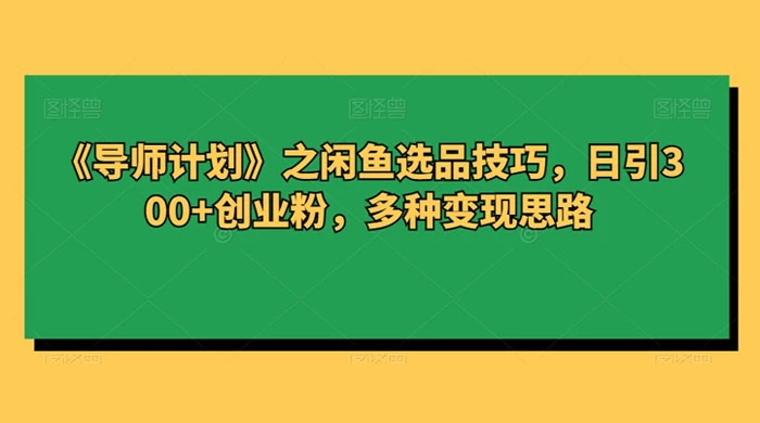 闲鱼选品技巧,日引 300+ 创业粉,多种变现思路-网亿资源平台