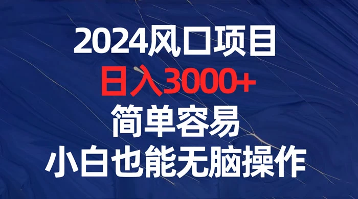 2024 风口项目，日入 3000+，简单容易，小白也能无脑操作-网亿资源平台