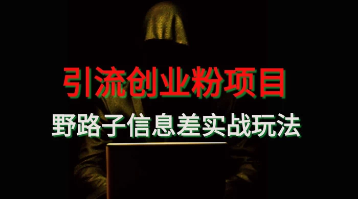 野路子信息差玩法实战教学，引流创业粉-网亿资源平台