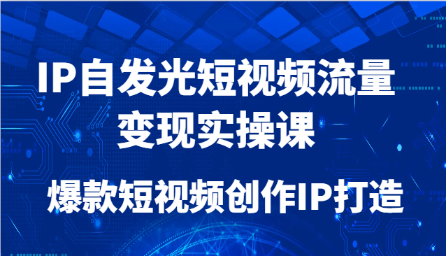 IP自发光短视频流量变现实操课，爆款短视频创作IP打造-网亿资源平台