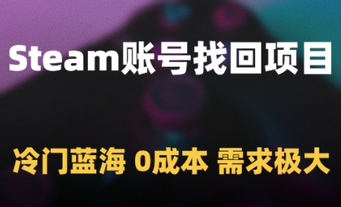 Steam账号找回项目，冷门蓝海，0成本，需求极大-网亿资源平台
