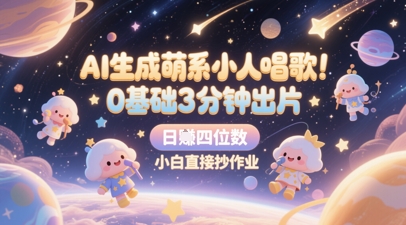AI生成萌系小人唱歌，0基础3分钟出片，28个作品涨粉8.9W，单条最高19W赞，日入四位数，小白直接抄作业-邪修侠 - 演示