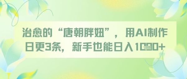 治愈的“唐朝胖妞”,用AI制作日更3条,新手也能日入多张