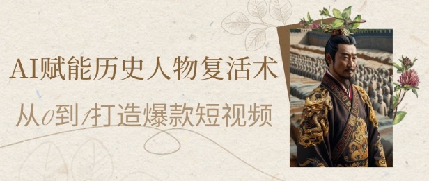 AI赋能历史人物复活术：从0到1打造爆款短视频，7天涨粉10W，小白也能月入过1W-网亿资源平台