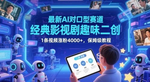 最新AI对口型赛道，经典影视剧趣味二创，1条视频涨粉4000+，保姆级教程-网亿资源平台