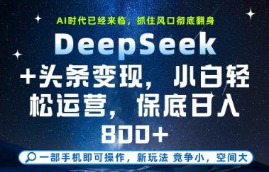 DeepSeek+头条变现，保姆级教学，小白轻松上手，日入8张+【揭秘】-网亿资源平台